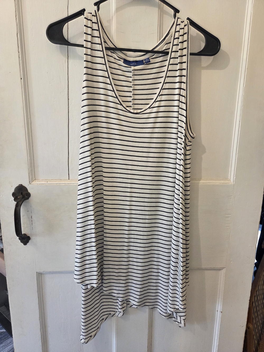 Apt. 9 White and Black Striped Tank Top